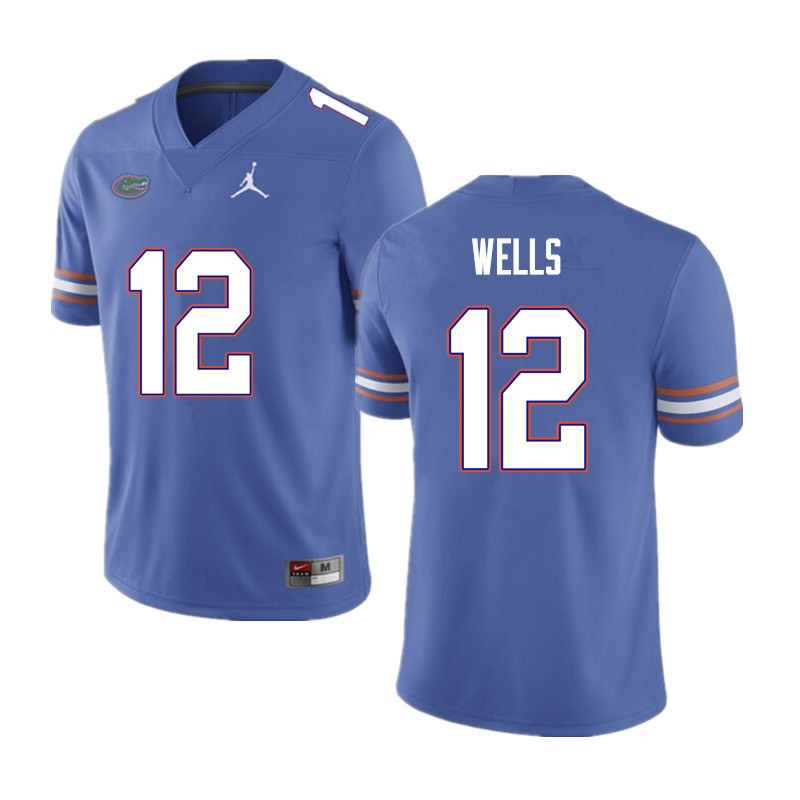 NCAA Florida Gators Rick Wells Men's #12 Nike Blue Stitched Authentic College Football Jersey LNX3764GD